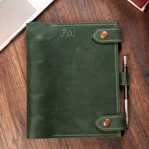 Carpeta de cuero personalizada de 3 anillas, Carpeta de cuero A4, Carpeta A5 de 6 anillas, Tapa de carpeta A6, Carpeta de 2 anillas, Carpeta con logotipo personalizado, Carpeta verde