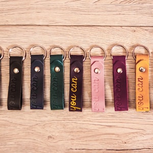 Personalized leather keychain long,Key fob wristlet,Key ring men,Engraved key holder,Custom key chain for men,Keychains for women wristlet