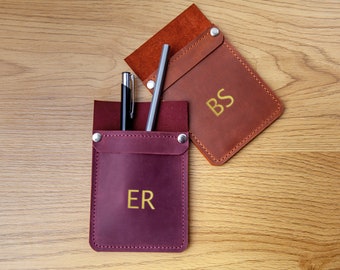 Leather pen pouch,Leather pocket protector,Pen holder leather,Pocket protector personalized,Shirt pocket protector