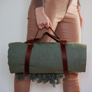 Couverture De Pique-nique Tweedmill En Pure Laine à Carreaux - Bleu/rose - Avec Sac