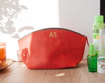 Cosmetic bags for women,Leather makeup pouch,Personalized cosmetic bags,Cosmetic leather pouch,Womens leather toiletry bag
