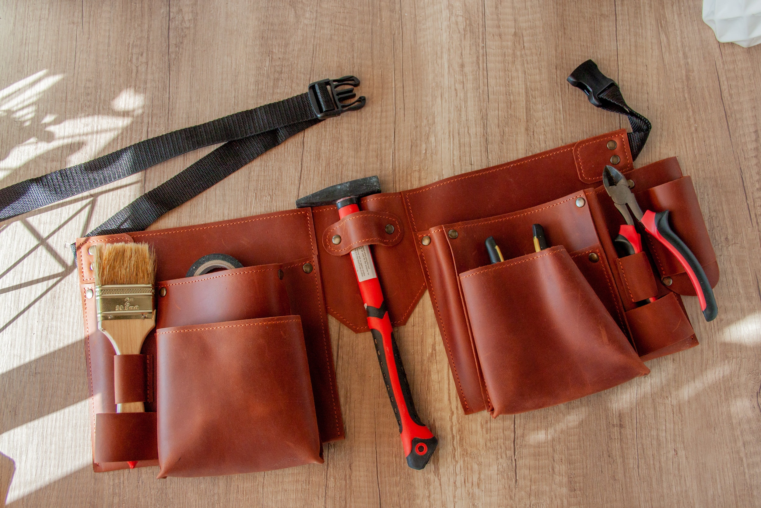 Cintura Portautensili In Pelle Per Falegnami Ed Elettricisti | 12 Tasche | Regolabile Da S A XXL | Resistente E Pratica - Foto 11