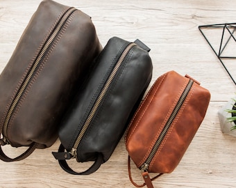 Leather washbag for men, Leather dopp kit for men, Leather toiletry bag for men, Custom toiletry bag for men small, Custom toiletry bag logo