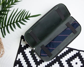 Dad tie case, Leather tie case, Personalized tie case, Travel tie case, Tie accessories, Father tie case, Leather fathers day gift