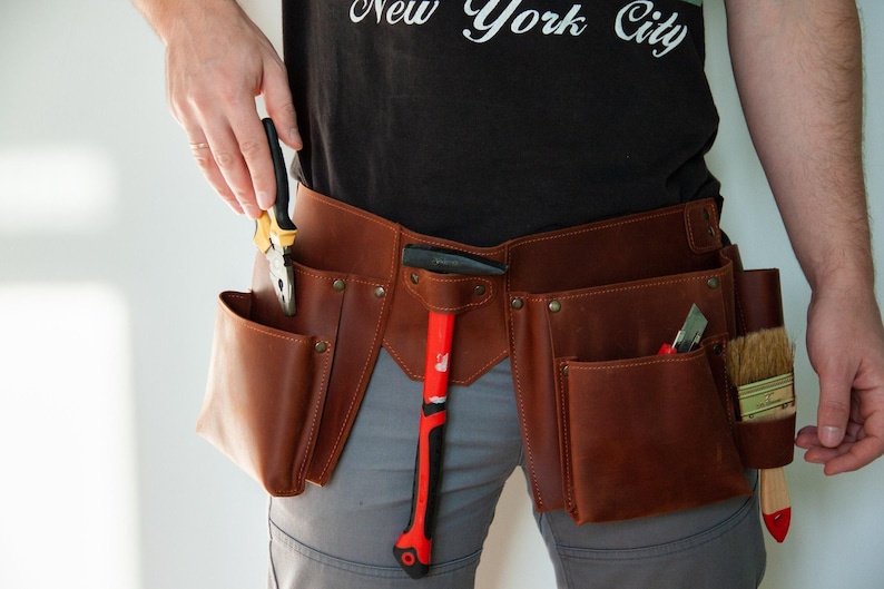 Cinturón de herramientas de carpintero, cinturón de carpintero de cuero, regalo de carpintero, bolsos de carpintero, cinturón de herramientas de cuero para hombres, cinturón de herramientas personalizado imagen 1