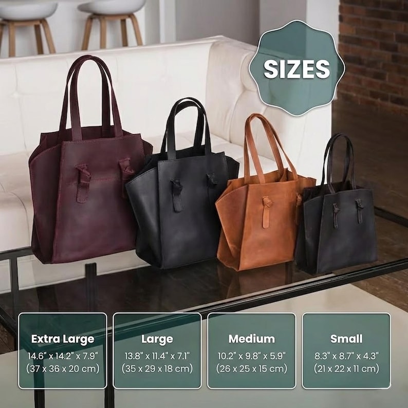 Leather Tote Bag No Zipper, Custom Leather Shoulder Bag, Everyday Tote ...