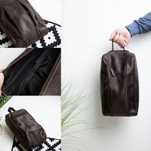 Leder Schuhbeutel für Männer, Läufer Geschenk Männer, personalisierte Schuhbeutel, Geschenk für Läufer Männer, Schuhbeutel für Reisen, Schuhbeutel Sport Bild 4