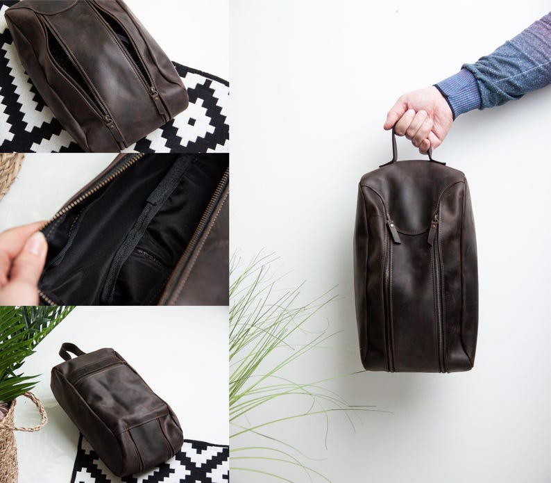 Leder Schuhbeutel für Männer, Läufer Geschenk Männer, personalisierte Schuhbeutel, Geschenk für Läufer Männer, Schuhbeutel für Reisen, Schuhbeutel Sport Bild 4