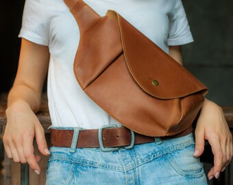 Leder Bauchtasche Frauen, Braune Gürteltasche, Große Bauchtasche, Handgemachte Bauchtasche, Leder Gürteltasche für Frauen, Maßangefertigte Bauchtasche, Handgemachte Gürteltasche