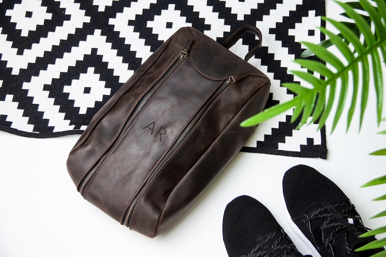 Leder Schuhbeutel für Männer, Läufer Geschenk Männer, personalisierte Schuhbeutel, Geschenk für Läufer Männer, Schuhbeutel für Reisen, Schuhbeutel Sport Bild 1