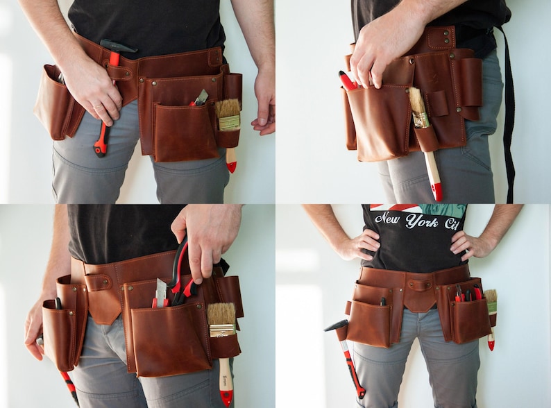 Cinturón de herramientas de carpintero, cinturón de carpintero de cuero, regalo de carpintero, bolsos de carpintero, cinturón de herramientas de cuero para hombres, cinturón de herramientas personalizado imagen 3
