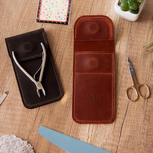 Estuche para pinzas de cuero, Estuche para tijeras de cuero, Bolsa para herramientas de manicura, Funda para tijeras de cuero, Estuche para tijeras de uñas personalizado, Estuche para pinzas de cuero