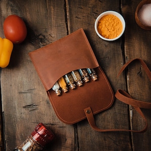 Leather spice kit,Bushcraft spice kit,Camping utensils,Travel spice kit,Leather spice organizer