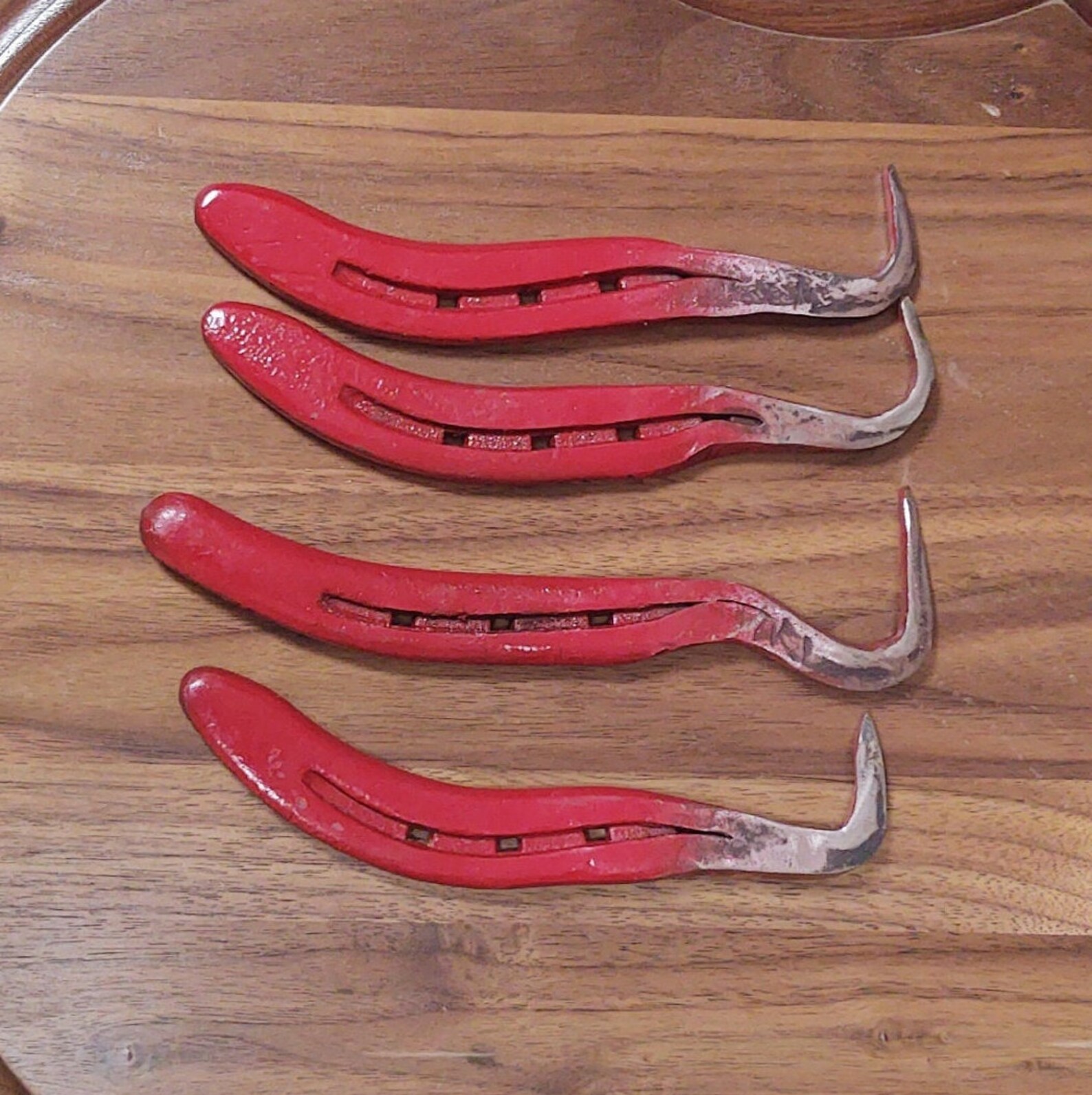 Red Horseshoe Hoof Pick Red Hand Made Blacksmith Recycled Etsy