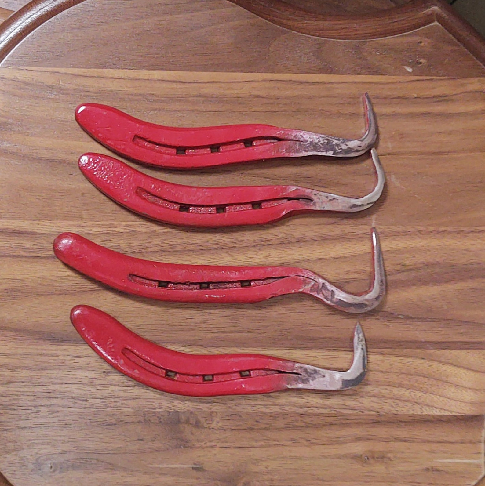 Red Horseshoe Hoof Pick Red Hand Made Blacksmith Recycled Etsy