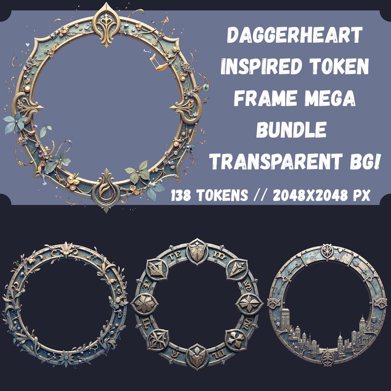 Daggerheart Inspired Fantasy Token Frames Mega Bundle: VTT Borders (PNG ...