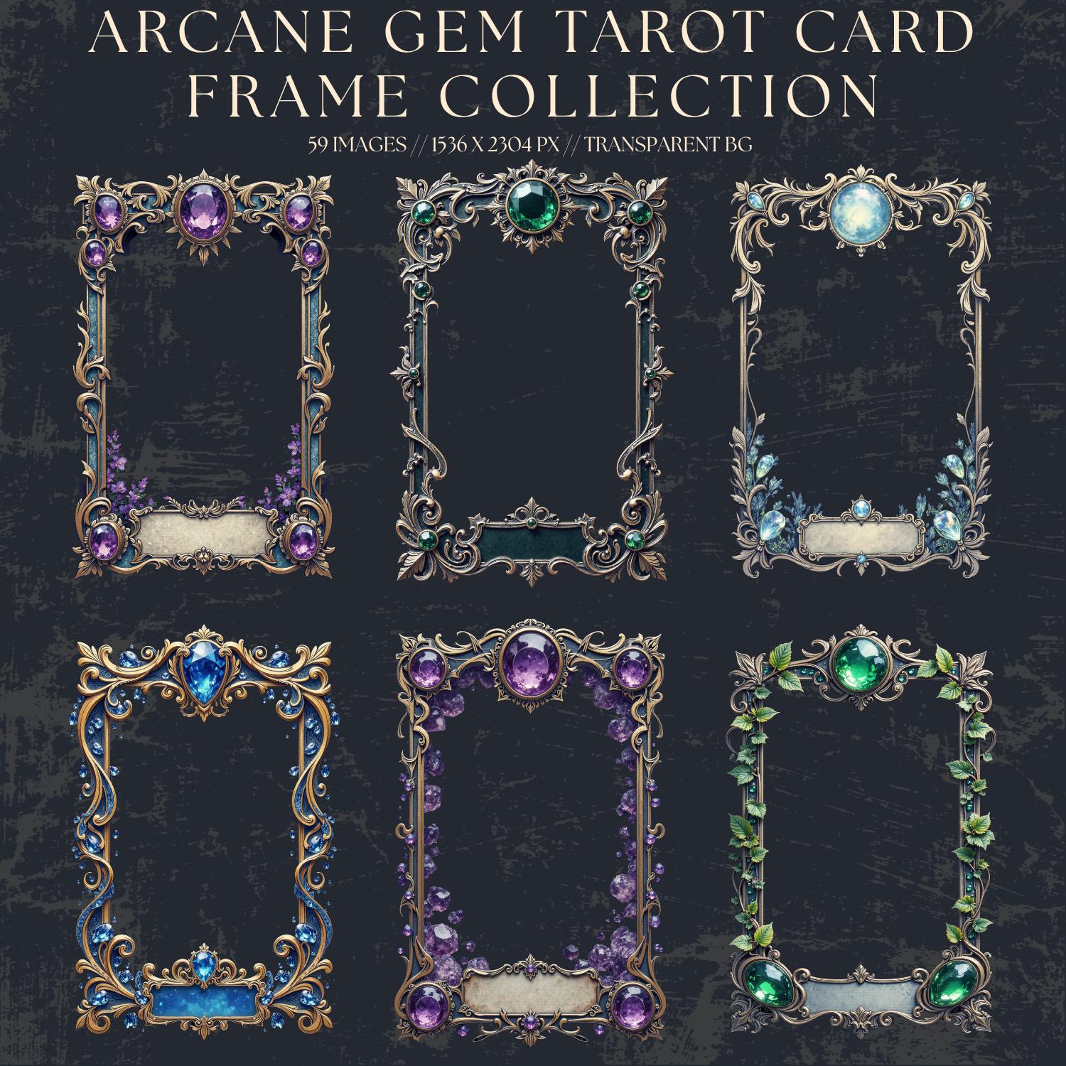 Arcane Gem Tarot Card Frames PNG Set • Ornate Fantasy Theme Arcane Gem Tarot Card Frames PNG Set • Ornate Fantasy Theme