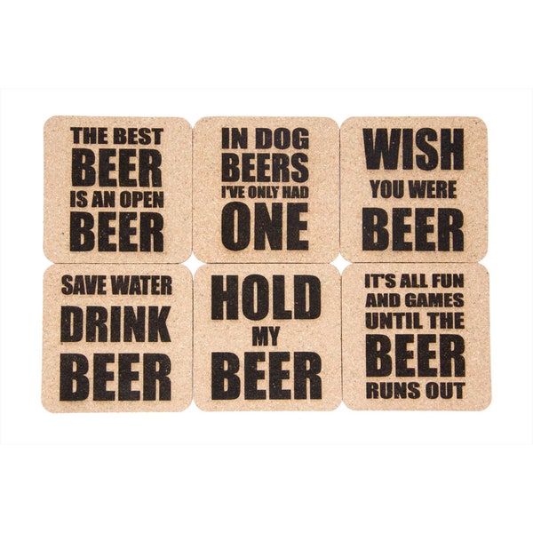 Laser Engraved Beer Coasters, Cork Coasters, Husband Gift, Boyfriend Gift, Housewarming Gift, Funny Unique Gift