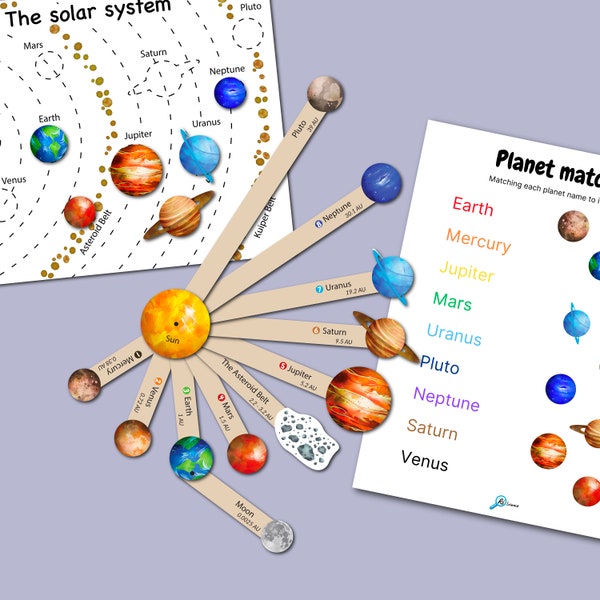 Modèle du système solaire Planètes naines Ceinture d'astéroïdes Pluton Apprentissage de l'espace École à la maison STEM Montessori Activités pour tout-petits Espace extra-atmosphérique Préscolaire