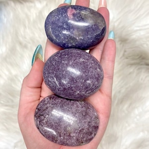 Gemmy Lepidolite palm stones