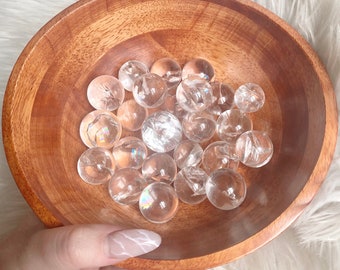 Clear Quartz spheres with rainbows