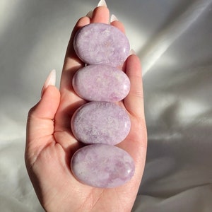 Lilac Lepidolite palm stones