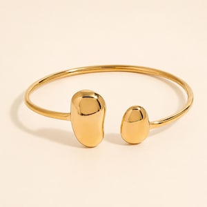 Chunky Gold Cuff Bracelet, Stainless Steel Open Bangle, Everyday Bracelet Gift for Her