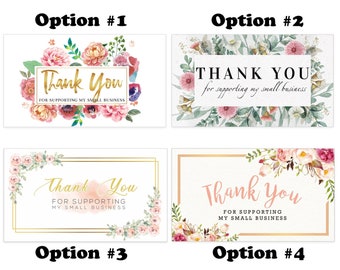 Thank You for Supporting My Small Business Cards, Flower Design(3.5 x 2 inches - Business Card Sized) for Online, Handmade Goods, etc.