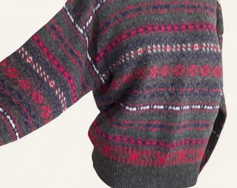 Vintage 80s Fair Isle Wool Sweater: Cambridge Classics Men's Medium
