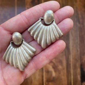 Vintage Mexican Sterling Silver Fan Earrings: Taxco Style 1980s Jewelry