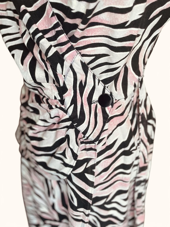 black and pink zebra dress Vintage 80s Print Wrap | Animal Print Dress | Handmade Cotton Wiggle Dress this dress hugs your common_color:white Maxi Black Skirt/Asymmetric Loose Size:Children's 10
