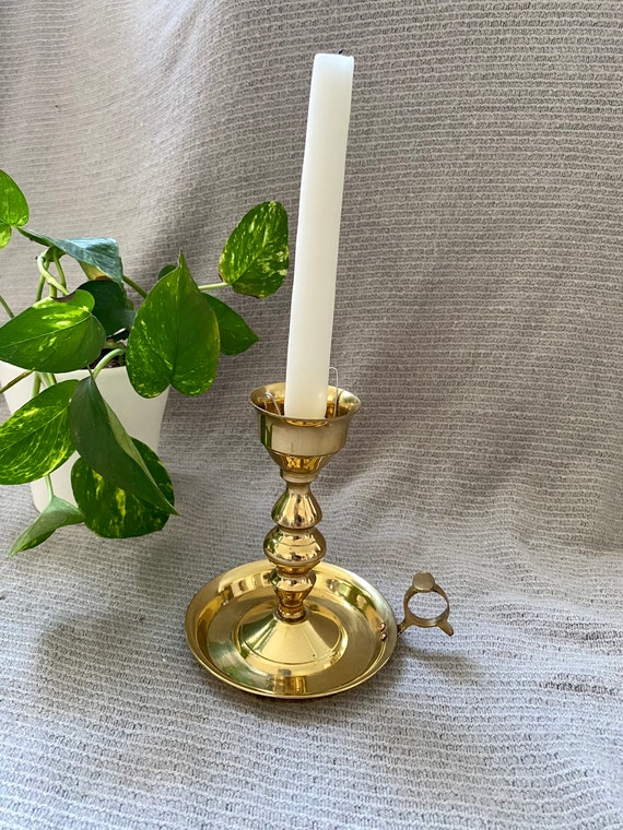 Hosley Lacquered Solid Brass Tapered Candlestick Holder With