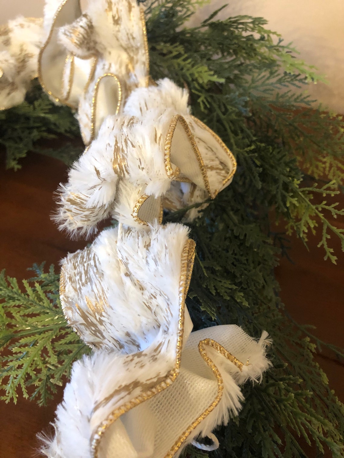 Faux Fur Gold Foil Ribbon Garland Modern Christmas Decor Etsy