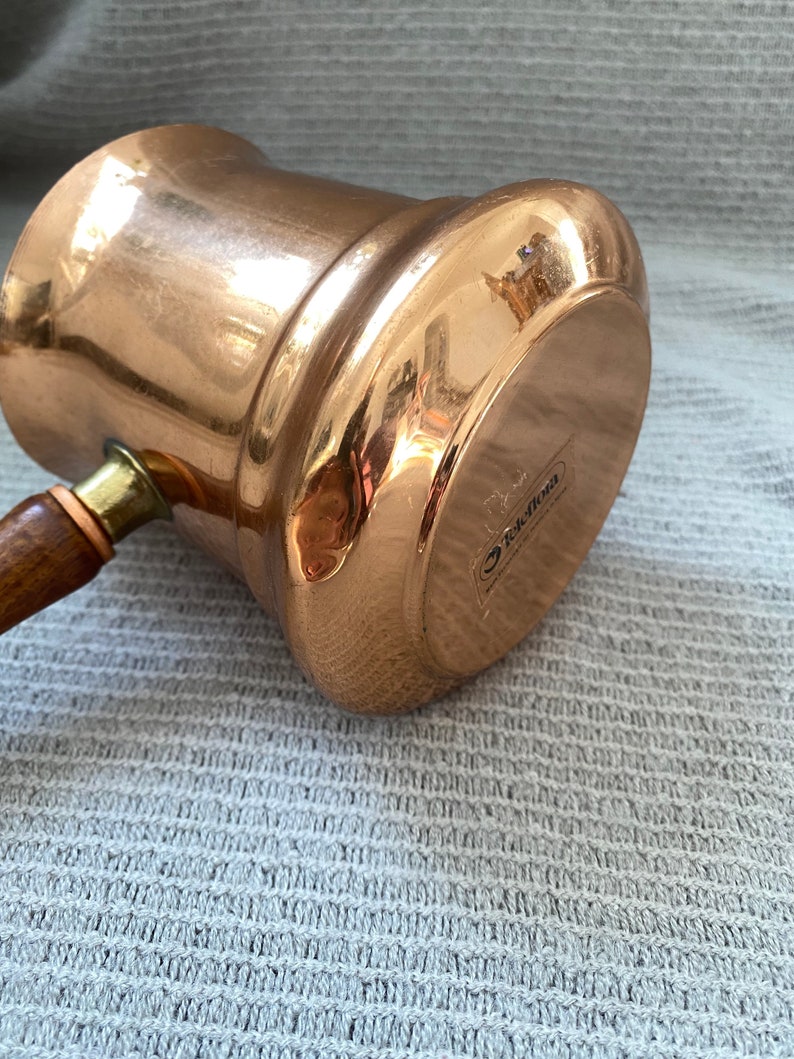 Copper Le Saucier With Wooden Handle Butter Sauce Warmer Etsy