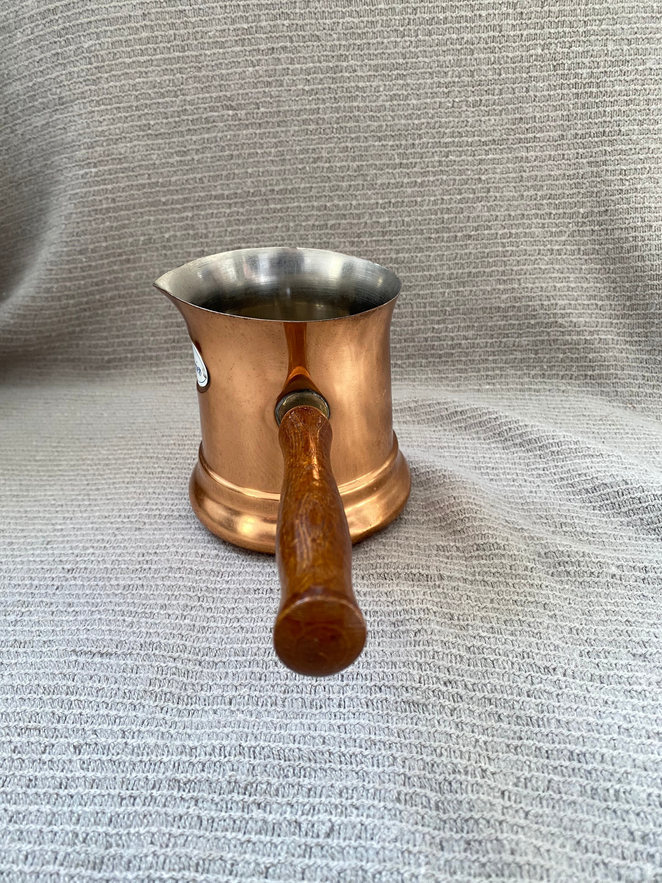 Copper Le Saucier With Wooden Handle Butter Sauce Warmer Etsy