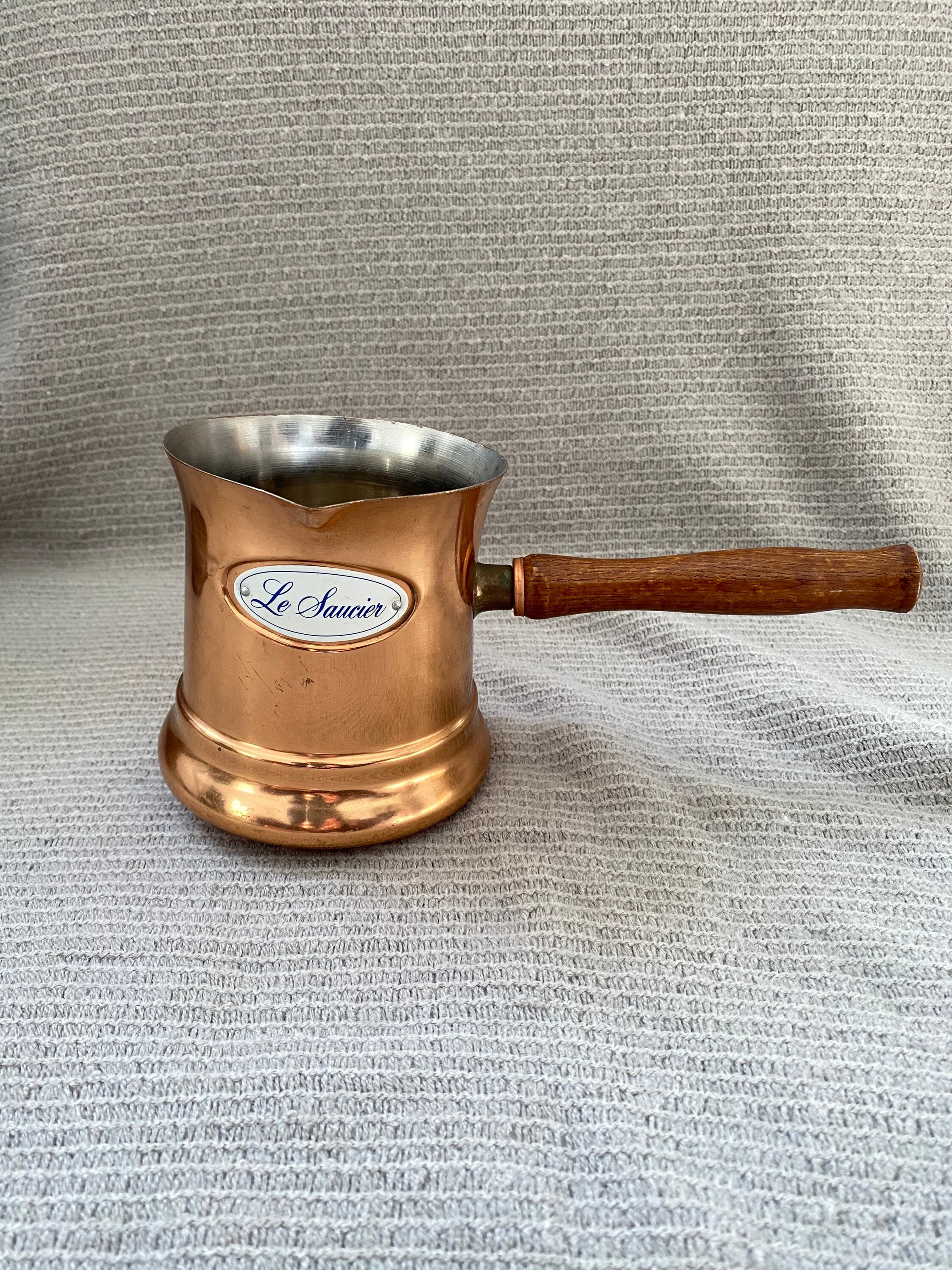 Copper Le Saucier With Wooden Handle Butter Sauce Warmer Etsy