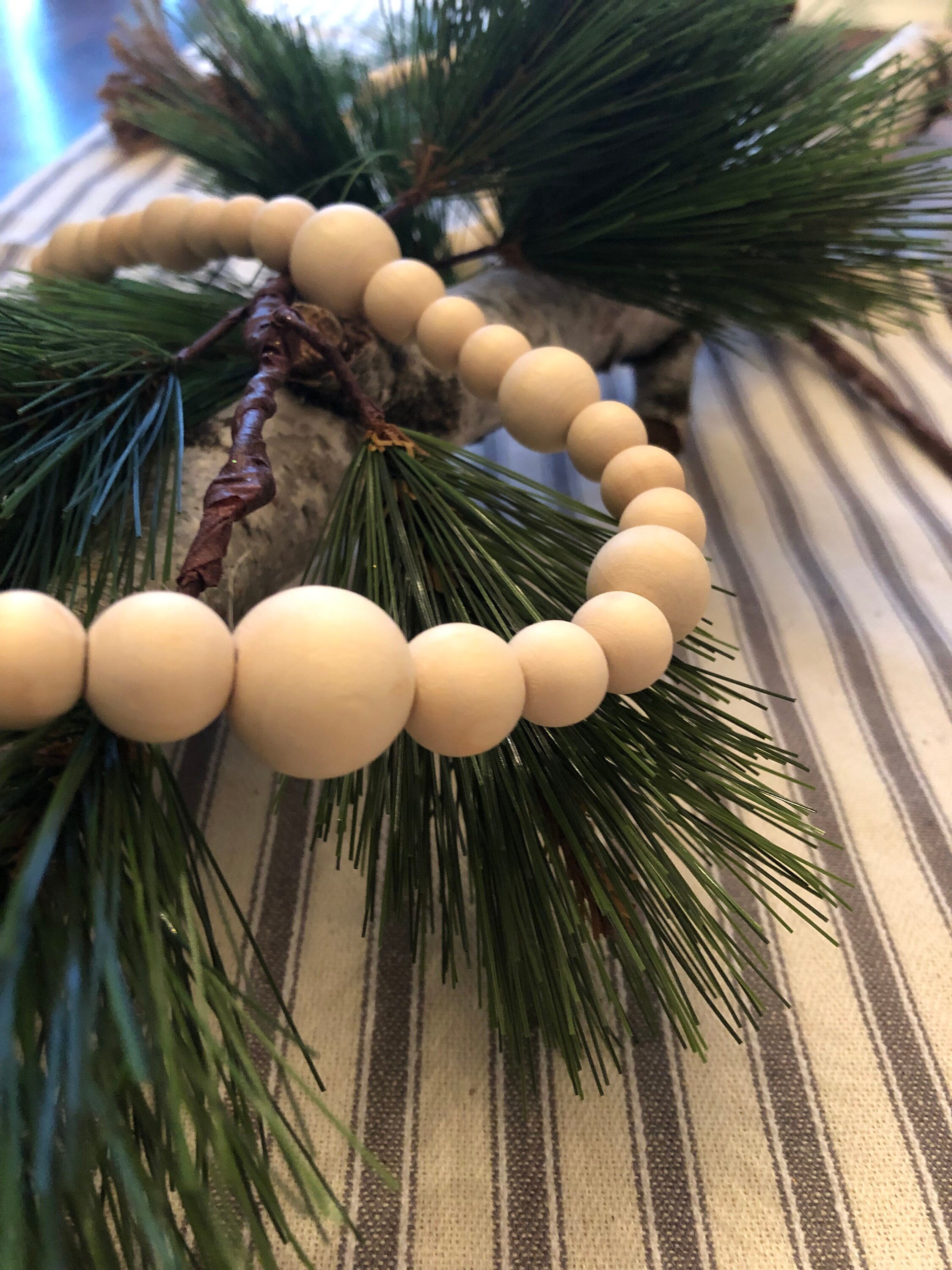 3' bead garland natural wooden bead garland beaded Etsy
