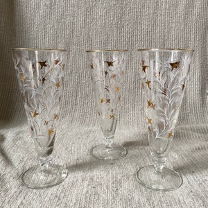  Drinking Glasses Made in the USA, Metallic Gold Ferns - Set of  2 : Handmade Products