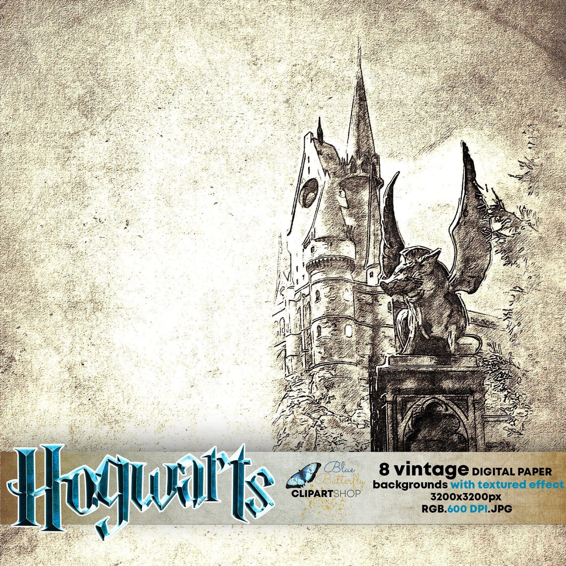Wizard world digital paper pack Hogwarts digital papers | Etsy