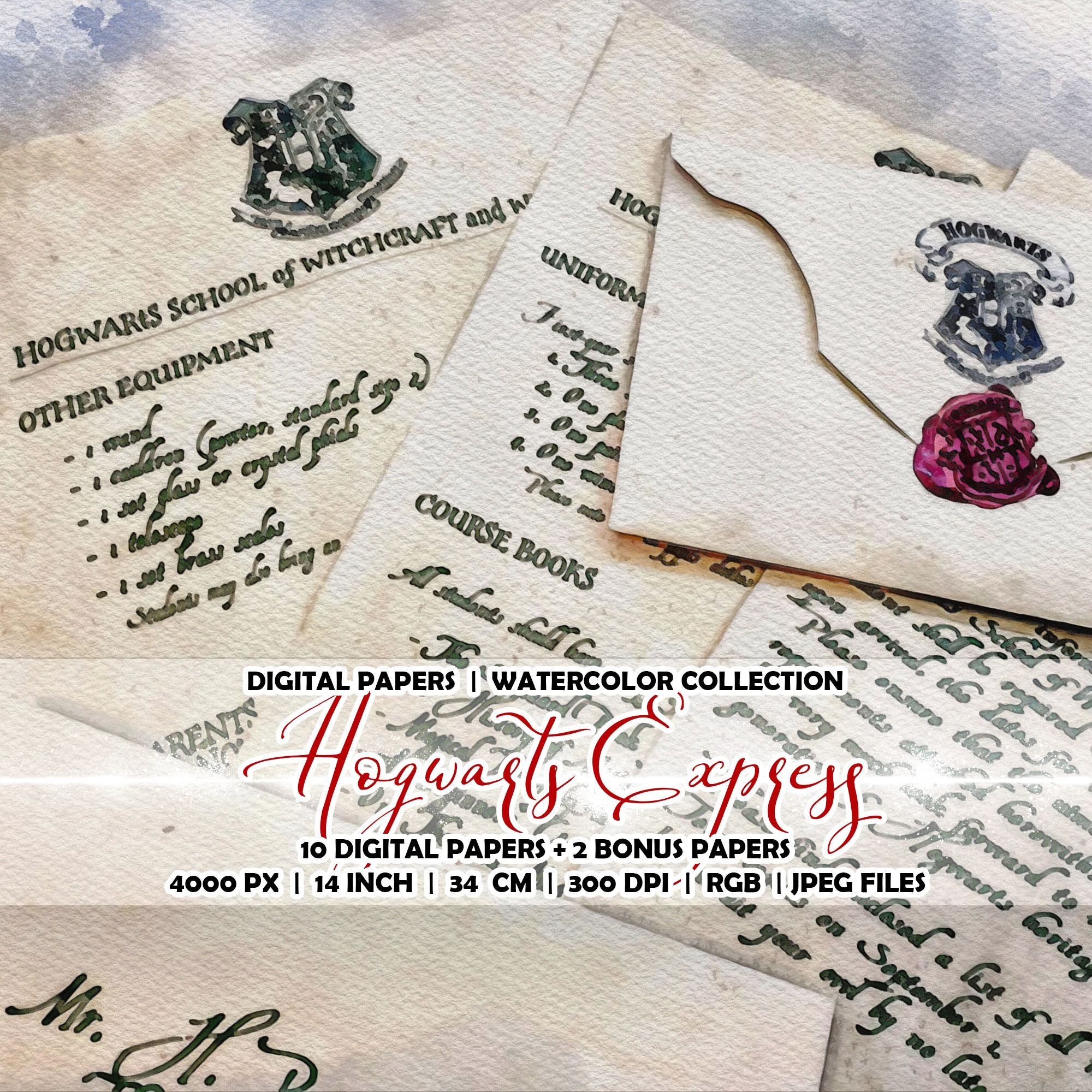 Wizard world digital paper pack Hogwarts digital papers | Etsy