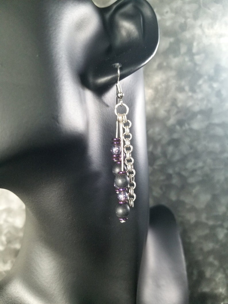 Purple and Black Bracelet /& Earring Set