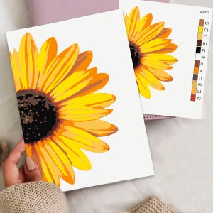 Sonnenblume Farbe nach Zahlen Kit Druckbare Blume Farbe Nach Zahlen Art Projekt Blumen Blumen DIY Malerei Blumen Malen nach Zahlen Kit SD0213