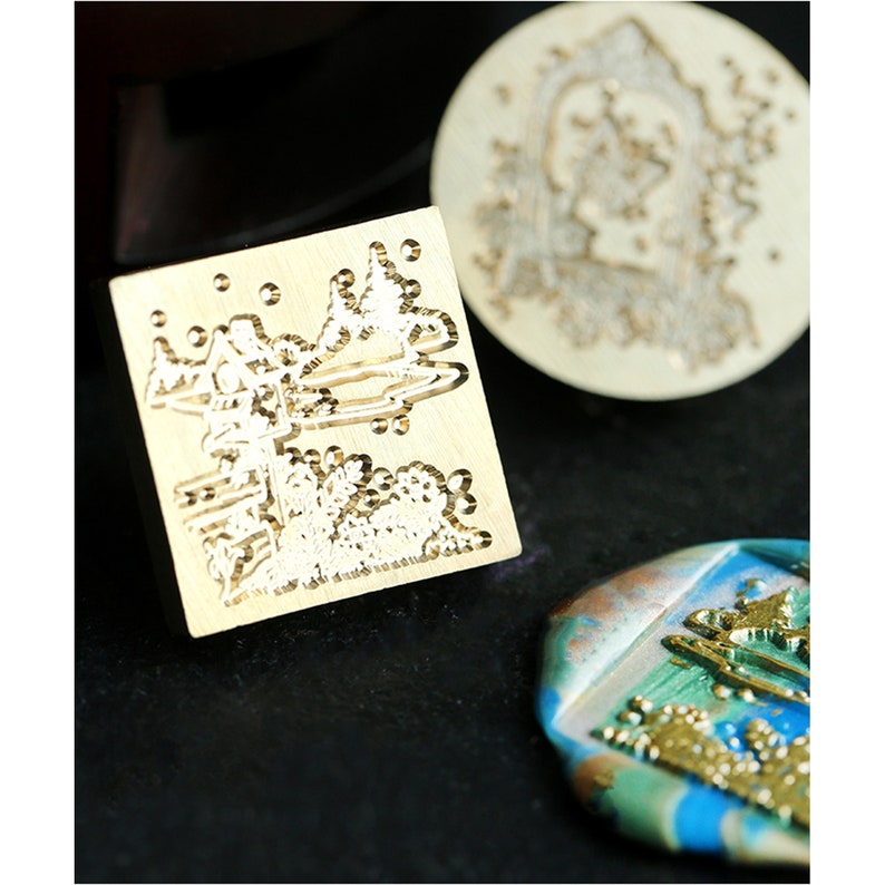 Landscape Wax Seal Head Literary Square Sealing Head Wax Seal Accessories Single 2.5 Cm Wax Seal Brass Head Invitation Wax Seal Stamp