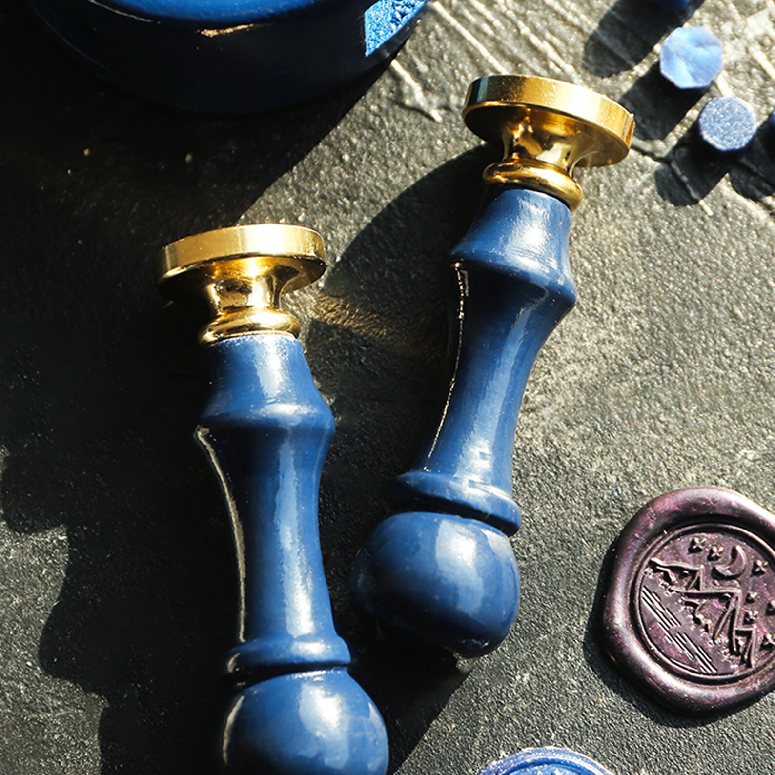 Blue Wooden Sealing Wax Handle Wax Stamp Handle Sealing Wax Etsy