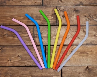 Silicone Straw - Multi Color - Reusable - eco friendly - 2 sizes - Smoothie Straw - Drinking Straw - Tumbler -