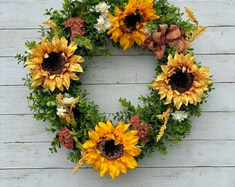 Sunflower Wreath, Fall Wreath, Autumn, Farmhouse