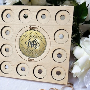 Personalised NA recovery chip holder, recovery medallions, recovery chips  Personalised gift, token display, Narcotics,