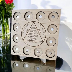 Personalised recovery chip holder, AA coin display, personalised serenity prayer display, AA, NA display, medallion holder, gift