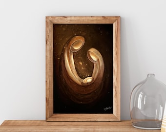 Abstract Nativity Giclée Print - 'For Unto Us', Unframed