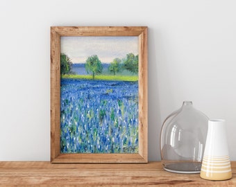 FINE ART PRINT - Giclée - Texas Bluebonnets in Morning Light - Soft Pastel Painting - 5x7 - 8x10 - 11x14